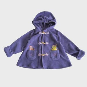 Y2K Vintage Sesame Street Big Bird Zoe Toddler Fleece Pea Coat Hoodie Purple 24M